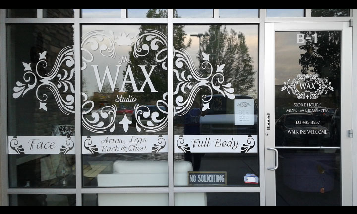 The wax studio window vinyl